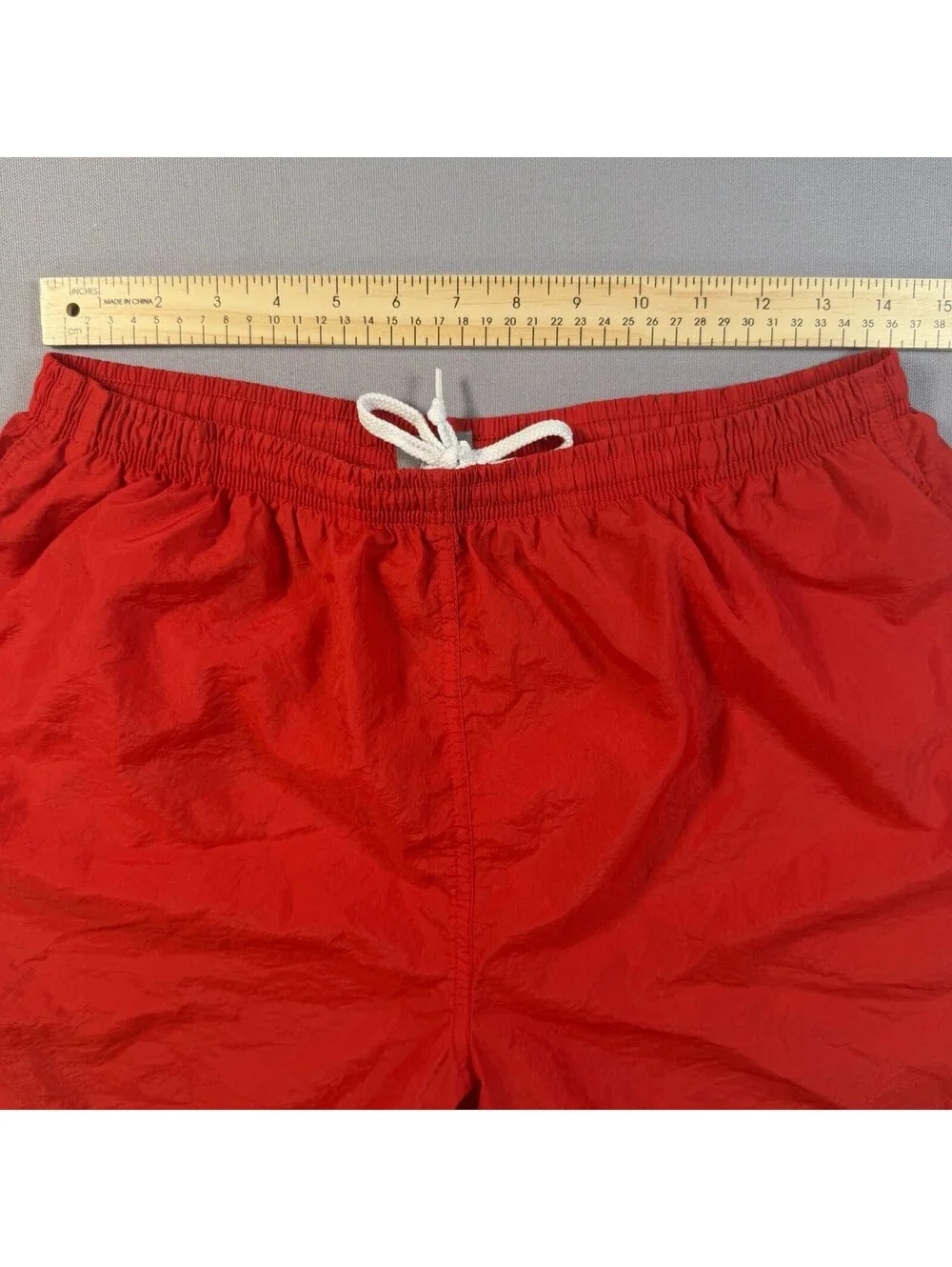 VTG 90s Nike Nylon Swim Trunks Red Drawstring Shorts Mens M EUC Y2K